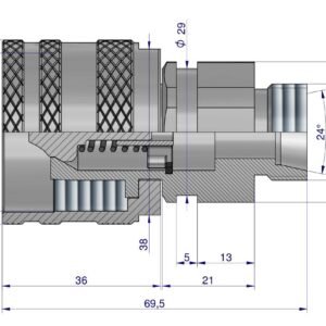Szybkozłącze hydrauliczne skręcane wtyczka M22x1.5 gwint zewnętrzny 300bar Waryński [WDCVV22SZ]