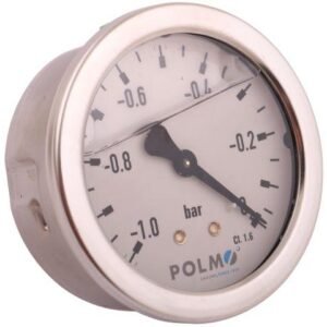 Wakuometr glicerynowy M63 (-1 do 0 bar) tylne przyłącze G1/4" POLMO