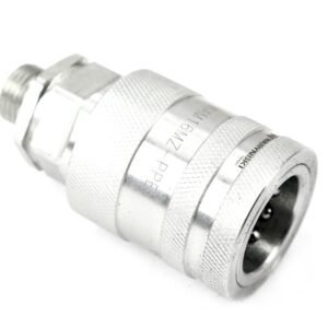 Szybkozłącze hydrauliczne gniazdo M16x1.5 gwint zewnętrzny EURO PUSH-PULL (ISO 7241-A) z eliminatorem ciśnienia Waryński [WIAM16MZ-PPE]