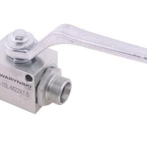 Zawór kulowy hydrauliczny 2-drogowy 2/2 M22x1.5 15L z otworami mocującymi 500 bar Waryński [WKH-15L-M22X1.5]