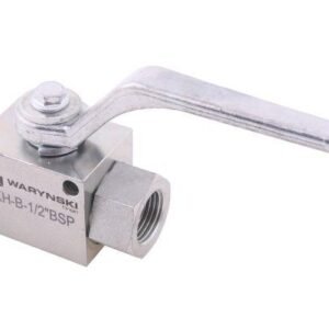 Zawór kulowy hydrauliczny 2-drogowy 2/2 - 1/2"BSP z otworami mocującymi 500 bar Waryński [WKH-B-1/2BSP]