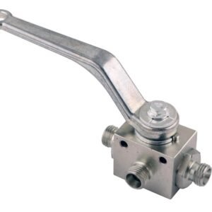 Zawór kulowy hydrauliczny 3-drogowy 3/2 M14x1.5 08L z otworami mocującymi 500 bar Waryński [WKH3-08L-M14X1.5]