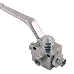 Zawór kulowy hydrauliczny 3-drogowy 3/2 M16x1.5 10L z otworami mocującymi 500 bar Waryński [WKH3-10L-M16X1.5]