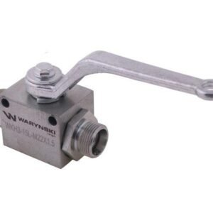 Zawór kulowy hydrauliczny 3-drogowy 3/2 M22x1.5 15L z otworami mocującymi 500 bar Waryński [WKH3-15L-M22X1.5]