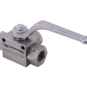 Zawór kulowy hydrauliczny 3-drogowy 3/2 - 1/2"BSP z otworami mocującymi 500 bar Waryński [WKH3-B-1/2BSP]
