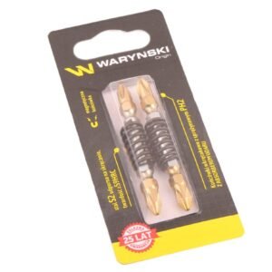 Końcówki wkrętakowe z absorberem sprężynowym PH2 65mm Waryński komplet w blistrze dwusztukowym [WMA125]