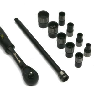 Zestaw 12 el. nasadki 1/4  przedłużka 12 cm grzechotka 4.5 5 6 7 8 9 10 11 13 14 Waryński [WMZ010]