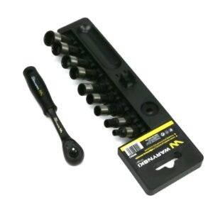 Zestaw 10 el nasadki 1/4 4 6 8 9 10 11 12 13 14 z grzechotką L Waryński [WMZ013]