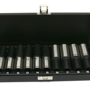 Zestaw nasadek przedłużanych 1/2  CrV 10, 11, 12, 13, 14, 15, 16, 17, 18, 19  w kasecie 10 el Waryński [WMZ027]