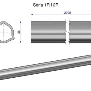 Rura trójkątna wewnętrzna Seria 2R, rura zewnętrzna Seria 1R do wału przegubowo-teleskopowego 36x3.2mm 2m WARYŃSKI (sprzedawane po 2) [WR2140200]