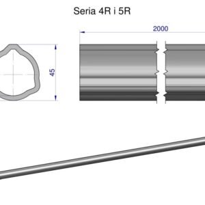 Rura trójkątna wewnętrzna Seria 4R i 5R do wału przegubowo-teleskopowego 45x3.8mm 2m WARYŃSKI (sprzedawane po 2) [WR2140400]