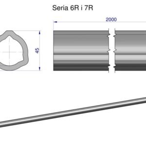 Rura trójkątna wewnętrzna Seria 6R i 7R wału przegubowo-teleskopowego 45x5.5 mm - 2m WARYŃSKI (sprzedawane po 2) [WR2140600]