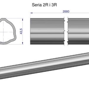 Rura trójkątna zewnętrzna Seria 2R i 3R do wału przegubowo-teleskopowego 43.5x3.4mm 2m WARYŃSKI (sprzedawane po 2) [WR214130]