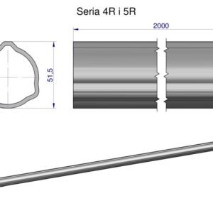 Rura trójkątna zewnętrzna Seria 4R i 5R do wału przegubowo-teleskopowego 51.5x3mm 2m WARYŃSKI (sprzedawane po 2) [WR2141400]