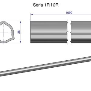Rura wewnętrzna Seria 2R, rura zewnętrzna Seria 1R do wału 1210 przegubowo-teleskopowego 36x3.2 mm 1090 mm WARYŃSKI [WR23211090]