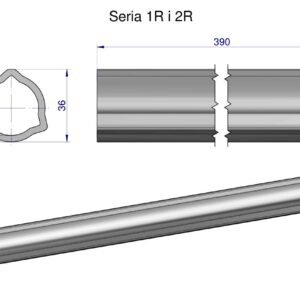 Rura wewnętrzna Seria 2R, rura zewnętrzna Seria 1R do wału 510 przegubowo-teleskopowego 36x3.2 mm 390 mm WARYŃSKI [WR2321390]