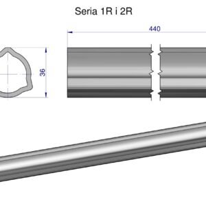 Rura wewnętrzna Seria 2R, rura zewnętrzna Seria 1R do wału 560 przegubowo-teleskopowego 36x3.2 mm 440 mm WARYŃSKI [WR2321440]