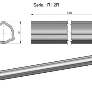 Rura wewnętrzna Seria 2R, rura zewnętrzna Seria 1R do wału 660 przegubowo-teleskopowego 36x3.2 mm 540 mm WARYŃSKI [WR2321540]