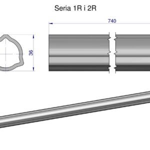 Rura wewnętrzna Seria 2R, rura zewnętrzna Seria 1R do wału 860 przegubowo-teleskopowego 36x3.2 mm 740 mm WARYŃSKI [WR2321740]