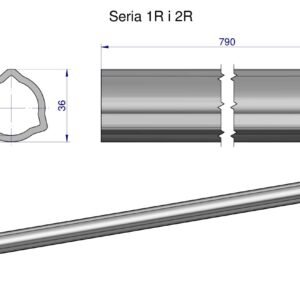 Rura wewnętrzna Seria 2R, rura zewnętrzna Seria 1R do wału 910 przegubowo-teleskopowego 36x3.2 mm 790 mm WARYŃSKI [WR2321790]