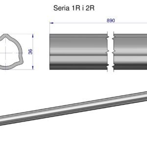 Rura wewnętrzna Seria 2R, rura zewnętrzna Seria 1R do wału 1010 przegubowo-teleskopowego 36x3.2 mm 890 mm WARYŃSKI [WR2321890]