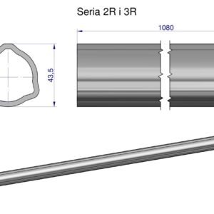 Rura zewnętrzna Seria 2R i 3R do wału 1210 przegubowo-teleskopowego 43.5x3.4 mm 1085 mm WARYŃSKI [WR23221090]