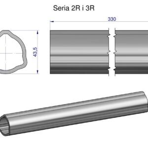 Rura zewnętrzna Seria 2R i 3R do wału 460 przegubowo-teleskopowego 43.5x3.4 mm 335 mm WARYŃSKI [WR2322355]