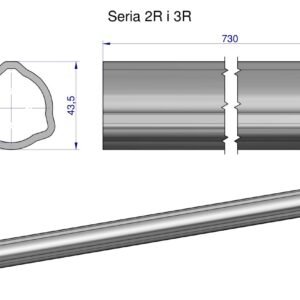 Rura zewnętrzna Seria 2R i 3R do wału 860 przegubowo-teleskopowego 43.5x3.4 mm 735 mm WARYŃSKI [WR2322735]