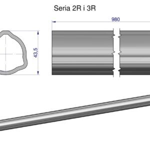 Rura zewnętrzna Seria 2R i 3R do wału 1110 przegubowo-teleskopowego 43.5x3.4 mm 985 mm WARYŃSKI [WR2322985]