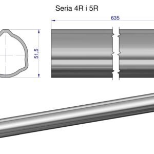 Rura zewnętrzna Seria 4R i 5R do wału 760 przegubowo-teleskopowego 51.5x3 mm 635 mm WARYŃSKI [WR2342635]