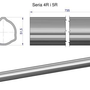 Rura zewnętrzna Seria 4R i 5R do wału 860 przegubowo-teleskopowego 51.5x3 mm 735 mm WARYŃSKI [WR2342735]