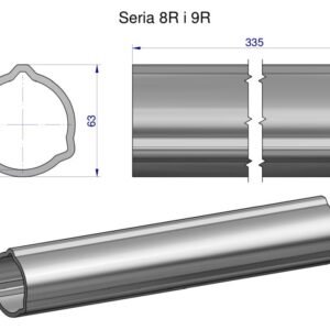 Rura zewnętrzna Seria 8R i 9R do wału 460 przegubowo-teleskopowego 63x4 mm 335 mm WARYŃSKI [WR2382355]
