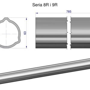Rura zewnętrzna Seria 8R i 9R do wału 910 przegubowo-teleskopowego 63x4 mm 785 mm WARYŃSKI [WR2382785]