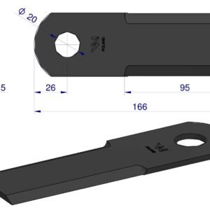 Nóż obrotowy rozdrabniacz słomy sieczkarnia 166x50x3.5mm otwór 20 zastosowanie 1322241C2 Massey Ferguson WARYŃSKI ( sprzedawane po 25 ) [WRR166X50X3.5]