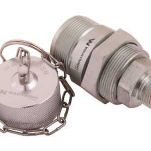 Komplet - Zawór gniazdo (Bizon) M18x1.5 skręcane (ZSR6160101) z gwintowaną pokrywą/osłoną aluminiową Waryński [WRSM18GN-KP]