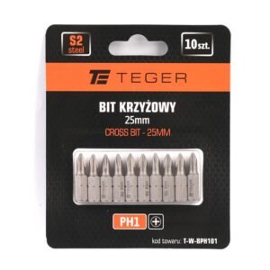 Bit krzyżowy PH 25 mm/PH1 (ZESTAW 10 SZT) / TEGER [T-W-BPH101]