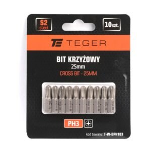 Bit krzyżowy PH 25 mm/PH3 (ZESTAW 10 SZT) / TEGER [T-W-BPH103]