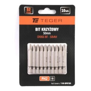 Bit krzyżowy PH 50 mm/PH2 (ZESTAW 10 SZT) / TEGER [T-W-BPH104]