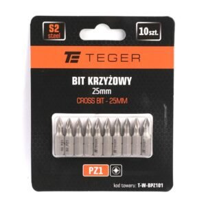 Bit krzyżowy PZ 25 mm/PZ1 (ZESTAW 10 SZT) / TEGER [T-W-BPZ101]