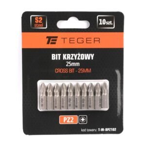 Bit krzyżowy PZ 25 mm/PZ2 (ZESTAW 10 SZT) / TEGER [T-W-BPZ102]