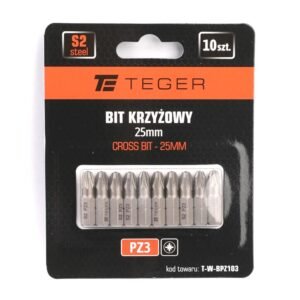 Bit krzyżowy PZ 25 mm/PZ3 (ZESTAW 10 SZT) / TEGER [T-W-BPZ103]