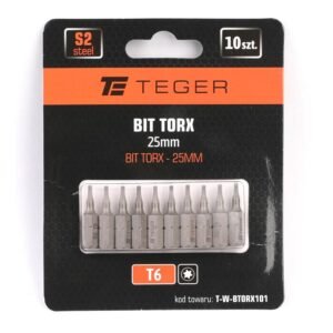 Bit TORX 25 mm/T6 (ZESTAW 10 SZT) / TEGER [T-W-BTORX101]