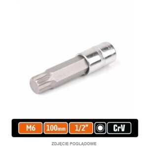 Klucz nasadowy 1/2" z bitem SPLINE 100 mm/M6 / TEGER [T-W-KNSP202]