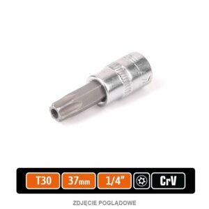 Klucz nasadowy 1/4" z bitem TORX 37 mm/T30 / (z otworem) / TEGER [T-W-KNT708]